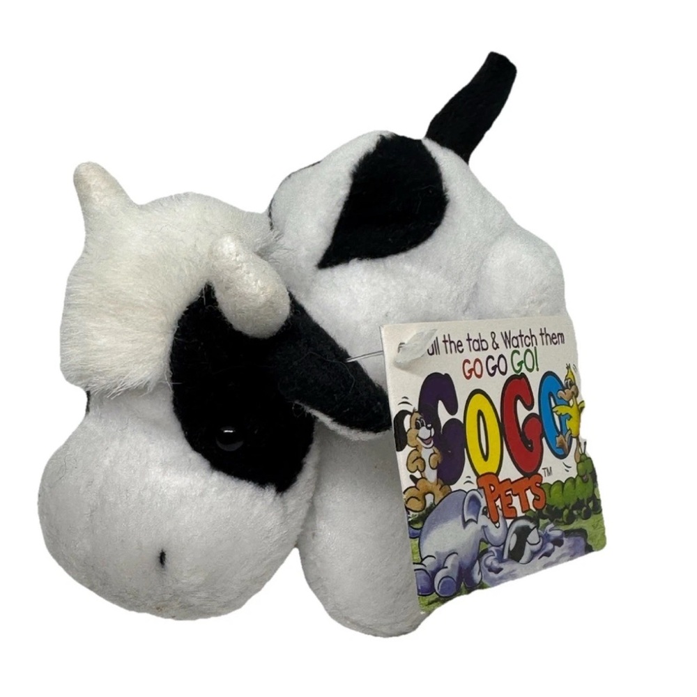Ganz Go Go Pets Black & White "Moos" Cow 4-1/2" Wiggles & Shakes New Vintage